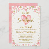Pink Gold Sweetheart Baby shower Invitation Hearts Kaart (Voorkant / Achterkant)