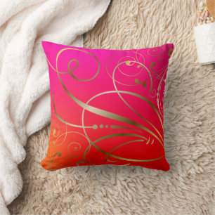 Pink Gold Swirls Flourish Kussen