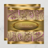 Pink Gold Toutes les invitations de la fête de l'o (Devant / Derrière)