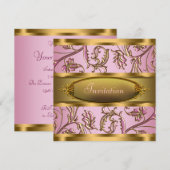 Pink Gold Toutes les invitations de la fête de l'o (Devant / Derrière)