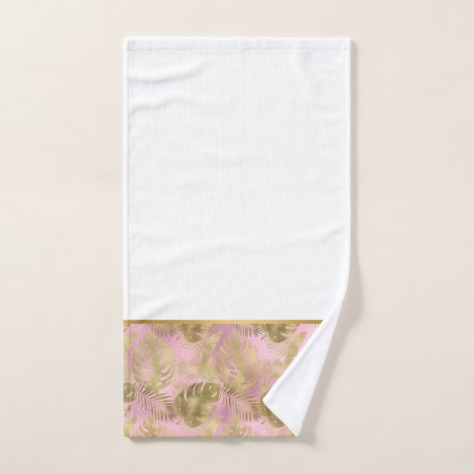 PINK GOLD TROPICAL PALT BATHROOM SET BAD HANDDOEK (Handdoek)