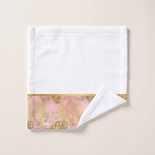 PINK GOLD TROPICAL PALT BATHROOM SET BAD HANDDOEK (Wasdoekje)