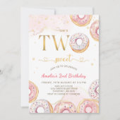 Pink Gold Two Sweet Donuts 2e Invitation d'anniver (Devant)