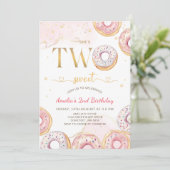 Pink Gold Two Sweet Donuts 2e Invitation d'anniver (Debout devant)