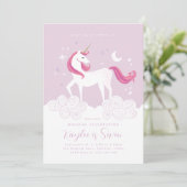 Pink Gold Unicorn Anniversaire Fête Invitation fil (Debout devant)