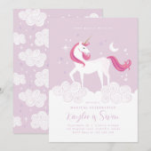 Pink Gold Unicorn Anniversaire Fête Invitation fil (Devant / Derrière)