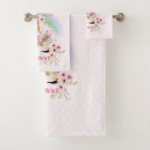 Pink Gold UNICORN Fleurs arc-en-ciel Filles NOMMÉE