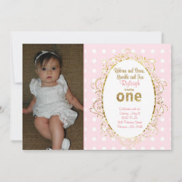 Pink & Gold verjaardagsuitnodigingen | Linten en s Kaart