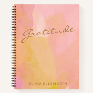 Pink Gold Waterverf Gepersonaliseerd Gratitude Jou Notitieboek