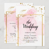 PINK GOLD WEDDING Alcohol Inkt Abstract Kaart (Voorkant / Achterkant)