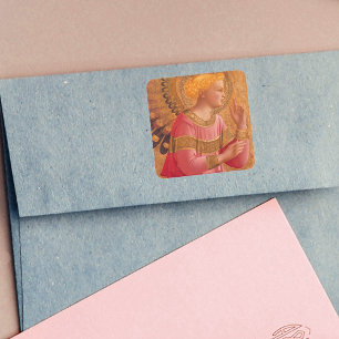 Pink Golden Christelijke Angel Vierkante Sticker