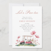 Pink Golf Floral Baby Shower Kaart (Voorkant)