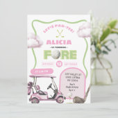 Pink Golf Kid's Fore Birthday Kaart (Staand voorkant)