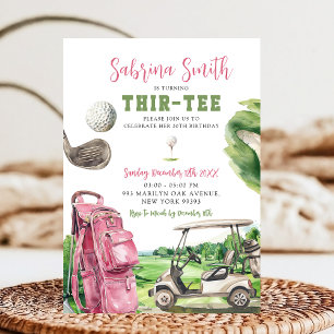 Pink Golf Thir-Tee Invitation Anniversaire