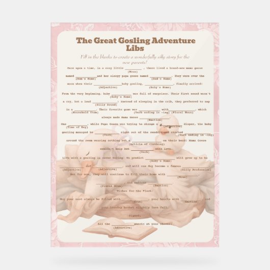 Pink Goose Libs Baby Shower Group game (Recto)