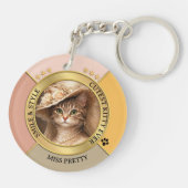 Pink Gorgeous Chic Cat Photo  Sleutelhanger (Achterkant)