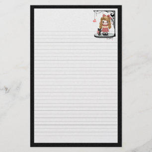 Pink Gothic Love Doll Pixel Art Briefpapier