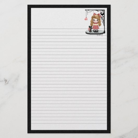 Pink Gothic Love Doll Pixel Art Briefpapier (Voorkant)