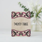 Pink Gothic Swirls Numéro de tableau Carte postale (Debout devant)