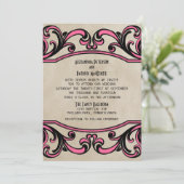 Pink Gothic Swirls Wedding Invite Kaart (Staand voorkant)
