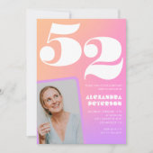 Pink Gradient 52e anniversaire invitation Retro Ph (Devant)