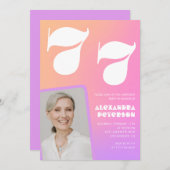 Pink Gradient 77e anniversaire invitation Retro Ph (Devant / Derrière)