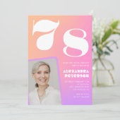 Pink Gradient 78e anniversaire invitation Retro Ph (Debout devant)