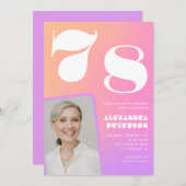 Pink Gradient 78e anniversaire invitation Retro Ph (Devant / Derrière)