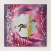 Pink Gradient Christmas Photo and Name Winter Legpuzzel (Horizontaal)