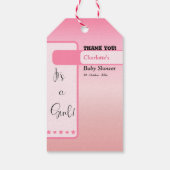 Pink Gradient Cute Eyeball Text Baby Shower Cadeaulabel (Achterkant)