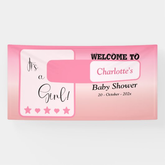 Pink Gradient Cute Eyeball Text Baby Shower Spandoek (Horizontaal)