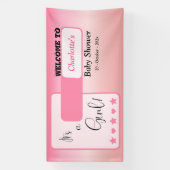 Pink Gradient Cute Eyeball Text Baby Shower Spandoek (Verticaal)