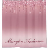PINK GRADIENT GLITTER DRIP CUSTOM MONOGRAM DOUCHEGORDIJN (Voorkant)