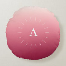Pink Gradient Initials Round Pillow
