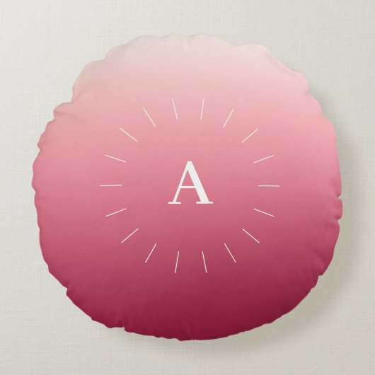 Pink Gradient Initials Round Pillow Rond Kussen (Voorkant)