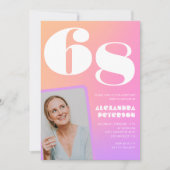 Pink Gradient invitation 68e anniversaire Retro Ph (Devant)