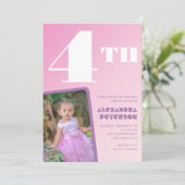 Pink Gradient Invitations de 4e anniversaire Girl  (Debout devant)