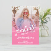 Pink Graduate Photo Grad Graduate Faire-part (Debout devant)