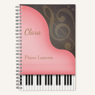 Pink Grand Piano Pianist & Music Lover's Custom Notitieboek