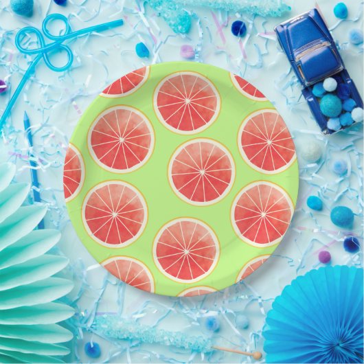 Pink Grapefruit Slicten Pattern Papieren Bordje (Feest)