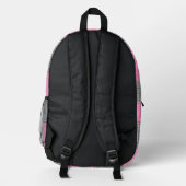 Pink & Gray Backpack With Abstract Squares Stripes Bedrukte Rugzak (Achterkant)