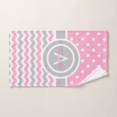 Pink Gray Polka Dot Chevron Handdoek (Handdoek)