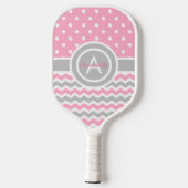 Pink Gray Polka Dot Chevron Pickleball Paddle (Achterkant)