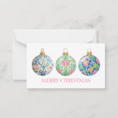 Pink Green and Navy Blue Chinoiserie Christmas Notitiekaartje (Voorkant)