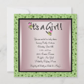 Pink Green Baby Girl Douche Invitations (Dos)