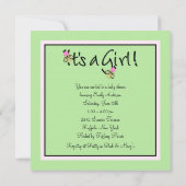 Pink Green Baby Girl Douche Invitations (Dos)