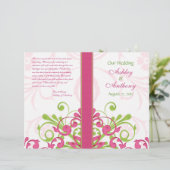 Pink Green Blanc Abstrait programme de mariage flo (Debout devant)