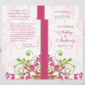Pink Green Blanc Abstrait programme de mariage flo (Devant / Derrière)