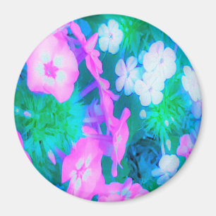 Pink, Green, Blue en White Garden Phlox Flowers Magneet