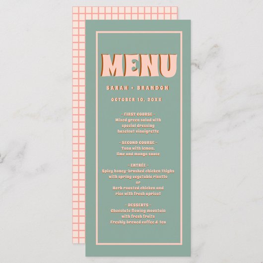 Pink Green Bold Super Typographie Mariage Menu